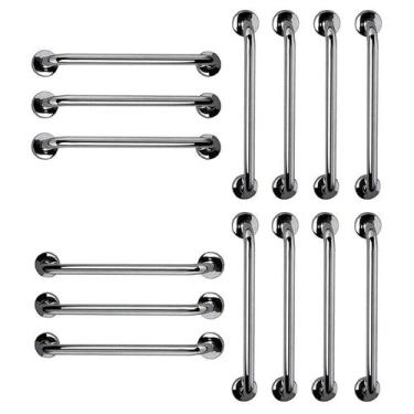 Imagem de Barra de Apoio 60cm Aço Inox Kit 14 Unidades Banheiro Box Idoso Gestan