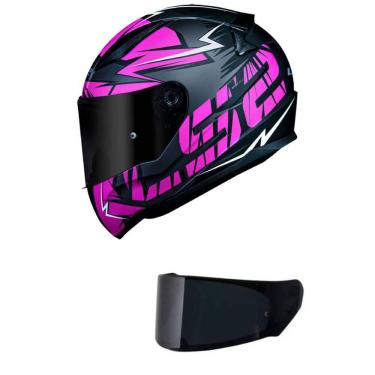 Imagem de Capacete LS2 FF353 Rapid Cromo Preto e Rosa Mais Viseira Fumê