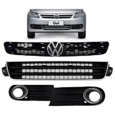 Imagem de Kit Grade Radiador Furo Aro Gol G5 2009 11 2012 + Emblema - TOP