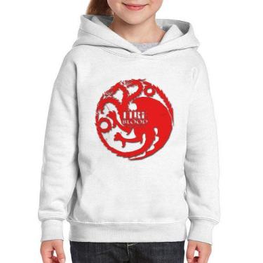 Imagem de Moletom Infantil Fire and Blood Targaryen - Foca na Moda, Branco, 4
