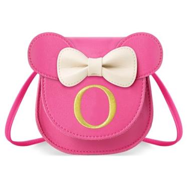 Imagem de izuzta Bolsa infantil para meninas 1 2 3 4 5 6 7 8 9 anos presente de aniversário linda mini bolsa de mouse bolsa transversal, Bolsa pequena/rosa/letra glod, O, O