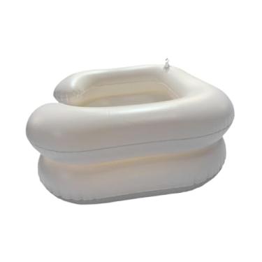 Imagem de harayaa Bacia de Shampoo Inflável, Bandeja de Lavagem de Cabelo, Banheira de Lavagem de Cabelo, Tigela de Shampoo Portátil para Mobilidade Limite, Casa Acamad, Branco