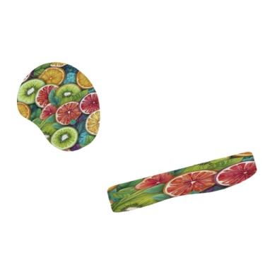Imagem de Kit Mouse Pad E Apoio Teclado Ergonômico Frutas Tropicais Deliciosas