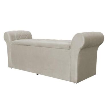 Imagem de Calçadeira Sapatos Baú Cancun Estofada 90cm Solteiro Suede - Fina Mobí