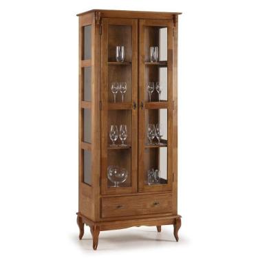 Imagem de Cristaleira de Vidro e Madeira Antique com 2 Portas e 1 Gaveta - M5603