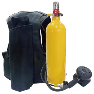 Imagem de Orcair Kit de mini tanque de mergulho 2L, tanque de pulmão portátil certificado DOT com mochila e regulador, tanque de mergulho até 35 minutos de respiração para exploração subaquática, tanque de