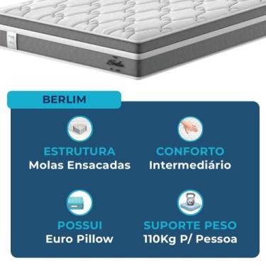 Imagem de Cama Box Baú Solteiro Cinza + Colchão Berlim Molas Ensacadas Probel