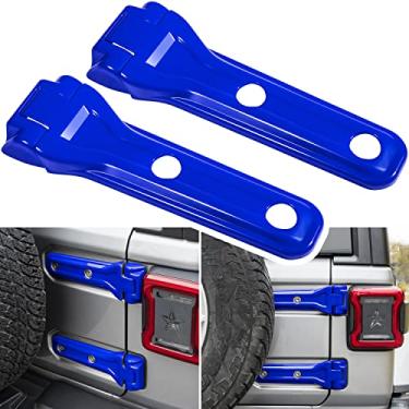 Imagem de Capa de suporte de pneu sobressalente 2 portas e 4 portas para porta traseira acessórios externos decoração para Jeep Wangler JL JLU Unlimited Sports Freedom Sahara Rubicon 2 portas e 4 portas (azul 2PCS)