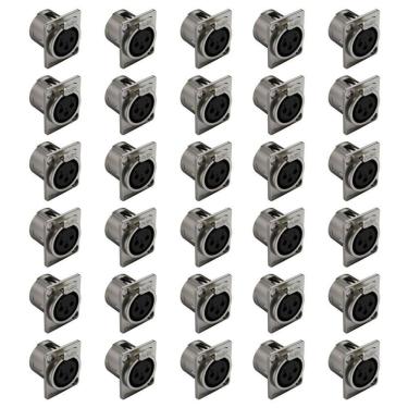 Imagem de Kit 30 Conector XLR Fêmea 3 Polos Wireconex WC1023