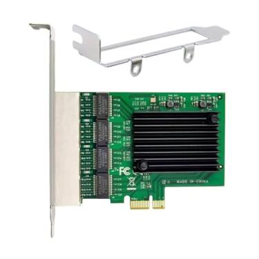Imagem de Placa adaptador de rede RJ45 Gigabit Ethernet PCI-e PCIe X1, placa de rede de servidor VLAN, 4 portas