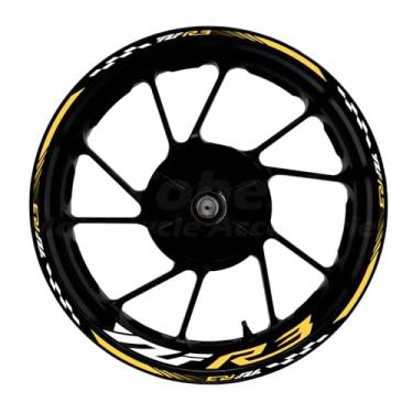 Imagem de Awonderful Kit de listras refletivas para motocicleta, adesivos de aro de roda de vinil compatíveis com Yamaha YZF R3 2013-2024 (Cáqui)