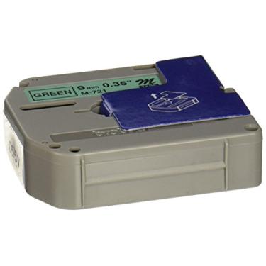Imagem de Brother Fita de etiqueta P-touch M-721 genuína 3/8" (0,9 cm) laminada padrão P-touch, preta sobre verde metálico laminada para uso interno ou externo, resistente à água, 8 m, embalagem única (M721)