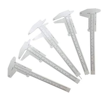 Imagem de Mini Calibrador de Plástico T&B 15 polegadas 150 mm em Escala Dupla para Joias e Régua de Medida 5 peças, T&B Vernier Calipers, Whtie
