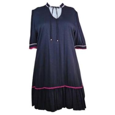 Imagem de Vestido Camila Savannah Plus Size Preto Babado-Feminino