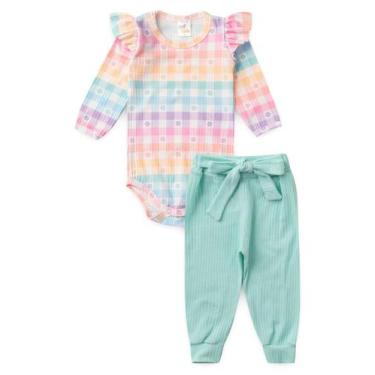 Imagem de Conjunto Body Canelado Menina - Xadrez Tie Dye - Ame Kids, M