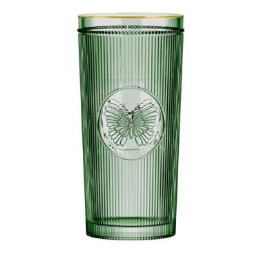 Imagem de Jogo de 6 Copos Altos Borboleta em Vidro Gold Rim 350Ml A15Cm Verde L Hermitage - Full Fit