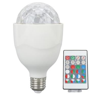Imagem de Disco Ball Lamp Bulb E27 Sound Activated Remote Control RGB LED Strobe Ball Lights Bulb para Party Wedding Bar Iluminação rotativa colorida com controle remoto para Stage Bar