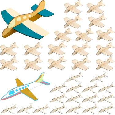 Imagem de Haconba 36 Peças De Avião Madeira Para Artesanato Faça Você Mesmo, Modelo Planador Inacabado Pintar, Presentes Aniversário, Atividade Escolar E Doméstico, 2 Estilos