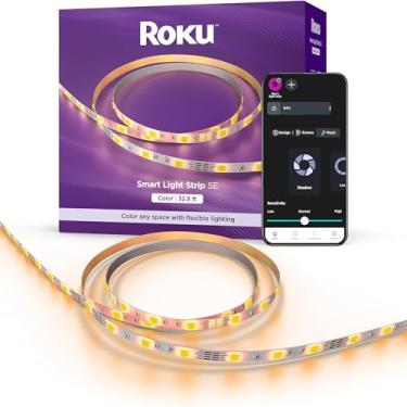 Imagem de Roku Fita De Led Inteligente, 32,8 Pés - Opções Cores Com Brilho E Temperatura Ajustáveis, Função Peel Stick, Wi-Fi, Funciona Voz, Alexa, Google Assistant, Produtos Para Casa