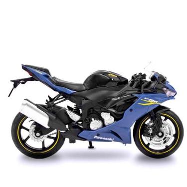 Imagem de Meninos Crianças 112 Kawasaki Ninja ZX6R Motocicleta Diecast Brinquedo