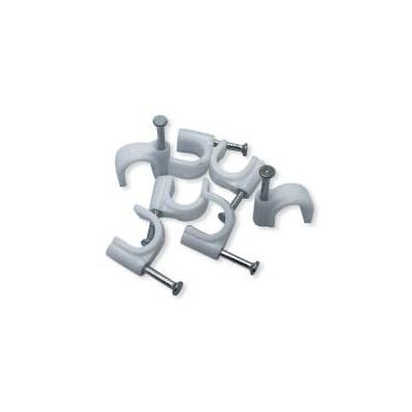 Imagem de Organizador de Cabos 9mm com Pregos, Kit com 100 Unidades, Fixador de Fios para Parede