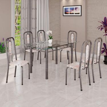 Imagem de Conjunto Sala de Jantar com 6 Cadeiras Lívia Bege / Prata