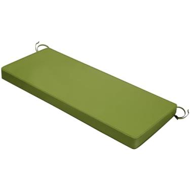Imagem de Mrsenloi Almofada de banco para ambientes externos 106 x 45 x 7,6 cm com laços, almofadas de balanço grossas à prova d'água para varanda de móveis de pátio, almofada de cadeira de substituição para