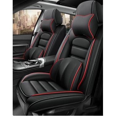 Imagem de Cobertura total de capas de assento de carro conjunto completo à prova d'água, capas de assento automotivo de couro luxuoso protetor de assento de carro, conjuntos de capas de assentos dianteiros e