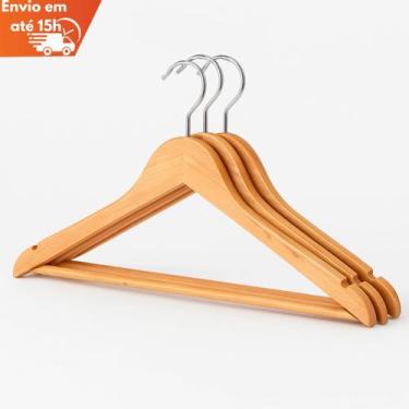 Imagem de Cabide de Madeira 45cm  Kit com 3 Unidades Resistente - CAMP HOME