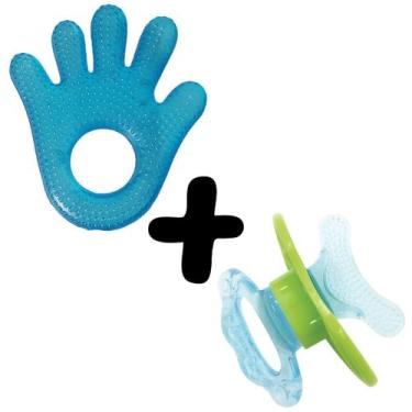 Imagem de Kit Mordedor Mãozinha de Água Azul e Massageador de Gengiva Buba