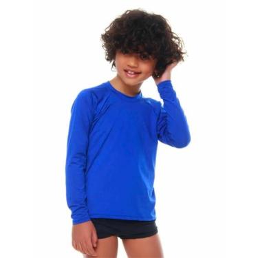 Imagem de Blusa Infantil Azul Manga Longa de Proteção UV50+ Solenza Moda Praia, 