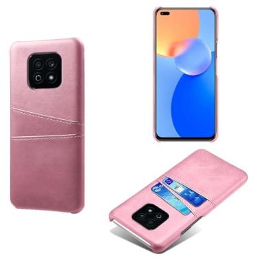 Imagem de Capas Compatível com Honor Play 5 Youth,Caso de couro PU-Tampa de telefone a prova de choque com 2 slots de cartão,Proteção anti-impressão digital e anti-gota-Pink