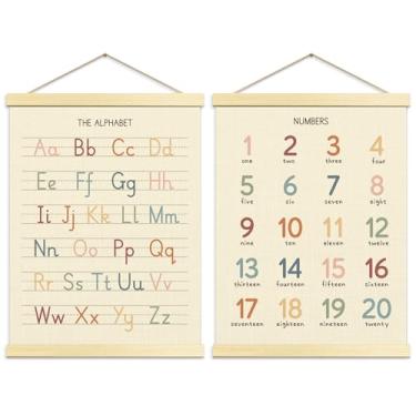 Imagem de Buildinest Tabela de parede de números Abc para pôsteres de aprendizagem infantil, pôster do alfabeto para crianças, decoração escolar em casa para decoração de parede infantil, decoração de parede de