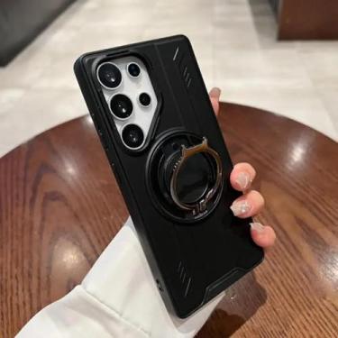 Imagem de Capa protetora para celular Samsung Galaxy S22 S23 S24 S25 Ultra Plus com suporte magnético (para S25plus/preto)