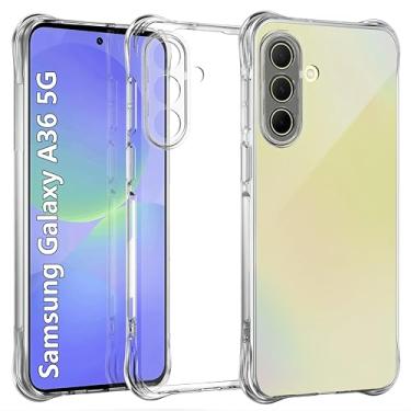 Imagem de USTIYA Capa para Samsung Galaxy A36 5G Capa de Uso Resistente, Bumper de Absorção de Choques em TPU Transparente, Protector da Câmera, com Espessamento nas Quatro Pontas da Carcasa