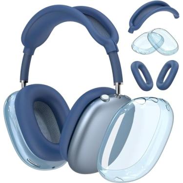 Imagem de Youtec Capa compatível com Apple AirPods Max, TPU transparente e macio, antiarranhões, capa para fone de ouvido/capa para fones de ouvido AirPods Max, azul