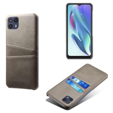 Imagem de Capas Compatível com MOTO G50 5G,Caso de couro PU-Tampa de telefone a prova de choque com 2 slots de cartão,Proteção anti-impressão digital e anti-gota-Grey