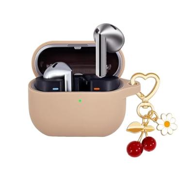 Imagem de AGAOSH Capa protetora para Samsung Galaxy Buds 3 e Galaxy Buds 3 Pro, chaveiro fofo com pingente de cereja, capa protetora de silicone macio margarida para fones de ouvido Samsung Galaxy Buds3 Pro