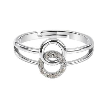 Imagem de Anel Banhado A Ouro 18k Elora Luxo Feminino - Verbum, Prata