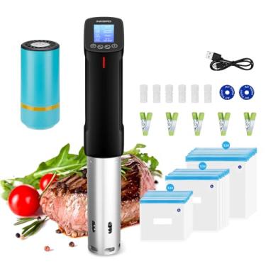 Imagem de INKBIRD Fogão Sous Vide WIFI e 44 peças kits de bomba seladora a vácuo para iniciantes com 30 peças de sacos de sous vide, receitas no aplicativo, máquina de sous-vide de 1000 W para bife