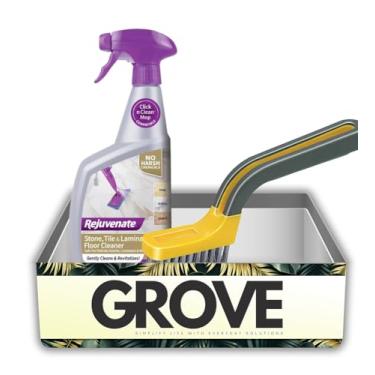 Imagem de Limpador de piso laminado rejuvenescedor, pacote líquido de 946 ml com escova de limpeza – Remove sujeira e manchas do solo de pisos de pedra, azulejo e laminado com brilho sem riscos – Conjunto de