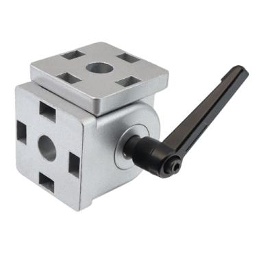 Imagem de Mewutal Dobradiça giratória de perfil de extrusão de alumínio com alça série 4545 pivô de alumínio suporte de junta pivô resistente conector de junta pivô (45 × 45 mm)