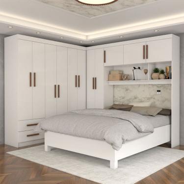 Imagem de Guarda-Roupa Casal Modulado com Cama Belgrado 11 Portas 6 Gavetas Branco - Panorama Móveis