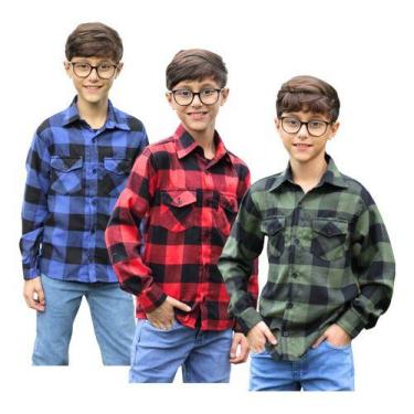 Imagem de Kit 3 Camisa Flanela Infantil Cowboy Xadrez- 1 Ao 16. - Maximus, Sorti