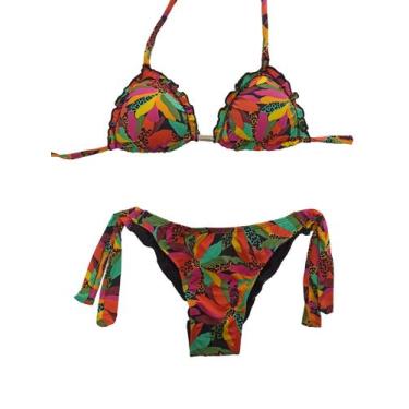 Imagem de Biquíni ripple bojo removível calcinha levanta bumbum de amarrar P ao 