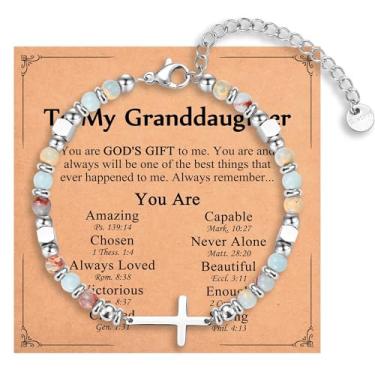 Imagem de IKIATY Presentes cristãos para mulheres, meninas, pulseira de cruz religiosa, aniversário, Natal, Páscoa, batismo, primeira comunhão, dia dos namorados, presentes de formatura para ela, adjustable