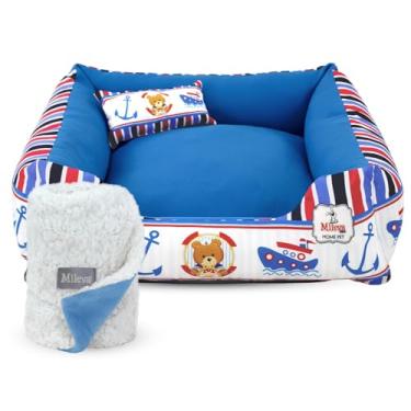 Imagem de Cama Pet Oxford + Coberdrom dupla face 03 Peças - Coleção Ursinhos - Basic 3 (70x70 cm, Ursinho Marinheiro)