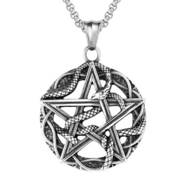 Imagem de Corrente com Pingente Pentagrama com Serpente Proteção Mágica