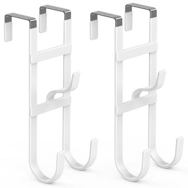 Imagem de FYY Ganchos sobre a porta – Pacote com 2 cabides organizadores de ganchos triplos resistentes com borracha antiderrapante para toalhas, roupas, chapéus e bolsas, uso no banheiro, quarto, cozinha
