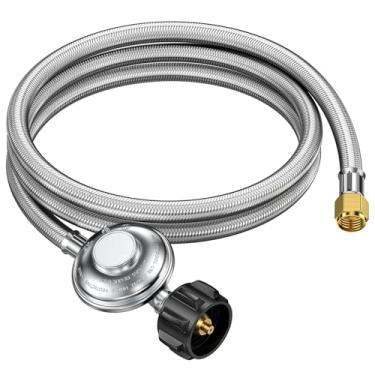 Imagem de Regulador de propano de 1,8 m com mangueira, mangueira reguladora de churrasqueira a gás de baixa pressão de 0-1psi, adequada para Weber Genesis/Summit Grill/Blackstone 71.1 cm e 91.4 cm Griddle